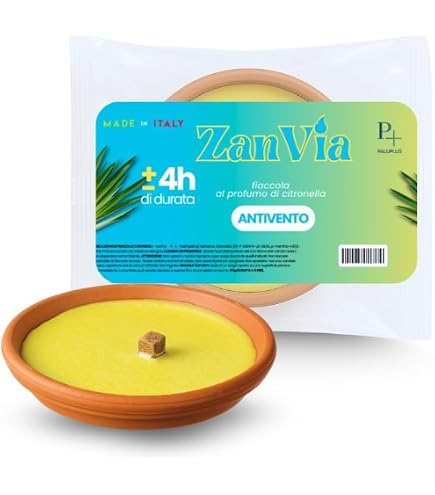 Candele Alla Citronella In Vaso Terracotta 14x4 Cm - Antizanzare Per Esterno, Confezione Da 2