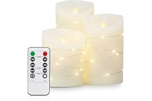 ‎YINUO CANDLE Yinuo Candle LED Kerzen mit Timerfunktion flackernde Flamme mit Fernbedienung Deko Badezimmer Deko Tischdeko Wohnzimmer