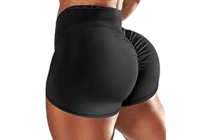RIOJOY Women's Running Tight Shorts Scrunch Butt Lifting High Waist Gym Hot Pants