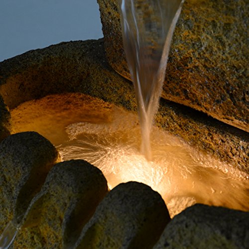 Gartenbrunnen 3 Tröge Zierbrunnen Springbrunnen beleuchtet Etagenbrunnen 67x46x46 cm Pumpe - 4