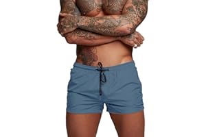 Donason Costume da Bagno Uomo, Pantaloncini Sportivi da Uomo Asciugatura Rapida Pantaloni Corti da Corsa Calzoncini da Surf sulla Spiaggia con Fodera in Mesh e Tasche