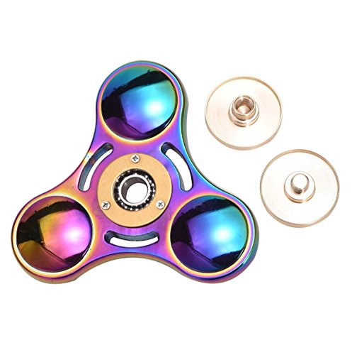 Rainbow Colourful Hand Spinner Stress Relief Toy Aluminum Alloy Reducer Made Bearing Focus Kid Adult Toys (3 Hands Titanium Alloy)