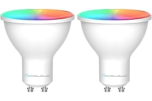 Homcloud - Pack 2 Bombillas Gu10 Wi-Fi Multicolor LED RGB + Blanco cálido, regulable, 11W, 1050 Lumen, control con APP, Funciona con Alexa o Google