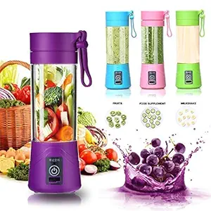 EVERNEST Portable Blender, Personal Size Electric Rechargeable USB Juicer Cup, Fruit Mixer Machine with 6 Blades for Home and Travel (380 ml, Multicolor)