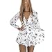 Produktbild Damen Kleid ,LMMVP Frauen Langes Hülsen V-Ansatz-Mini Kleid Strand Partei Kleid (L, White)