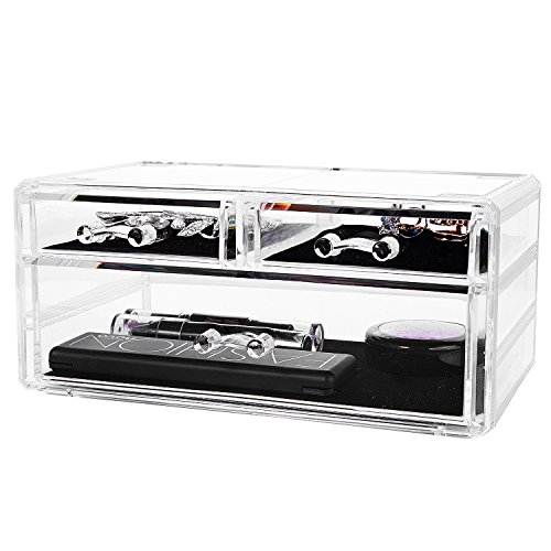 HBF XXL Make Up Organizer Kosmetik Aufbewahrung Organizer – 5 Ebenen 7 Schubladen aus transparentem Acryl von besonderer Qualität - 5