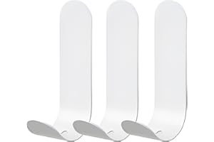 KISSTTA 3 sztuki samoprzylepnych haczyków, białe haczyki samoprzylepne ze stali nierdzewnej, mocne haczyki samoprzylepne, nie wymagają dziurkowania, z podkładkami samoprzylepnymi 3M, odpowiednie na ścianę, do