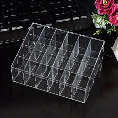 cdet Lippenstift Halter, transparent Kunststoff Trapez 24 Raster Display Ständer Kosmetik Organizer Fall - 3