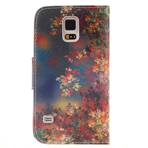 Samsung Galaxy S5 Mini Hülle, BoxTii® Schutzhülle + Frei Hartglas Displayschutzfolie, PU Leder Hülle mit Kartenfächern Magnetverschluss und Ständer Funktion für Samsung Galaxy S5 Mini, Kratzfeste Weiche Lederhülle Flip Wallet Ledertasche Wickelfalz Handyhülle mit Silikon Rückschale Case Cover für Samsung Galaxy S5 Mini (#9 Baum) - 2