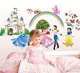 ufengke® Prinzessin Schloss Prinzessin und Prinz Wandsticker, Kinderzimmer Babyzimmer Entfernbare Wandtattoos Wandbilder - 3