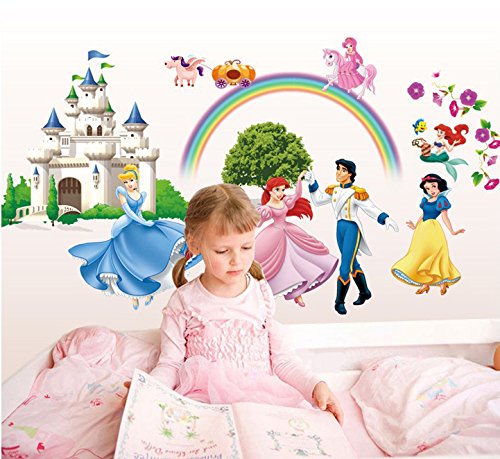 ufengke® Prinzessin Schloss Prinzessin und Prinz Wandsticker, Kinderzimmer Babyzimmer Entfernbare Wandtattoos Wandbilder - 3
