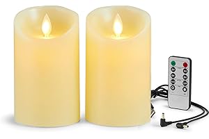 Lonkenn Recargable Velas LED, Pack de 2, USB, Efecto Llama, Velas Eléctricas para Decoración en Bodas y Navidad, Regulable-10cm