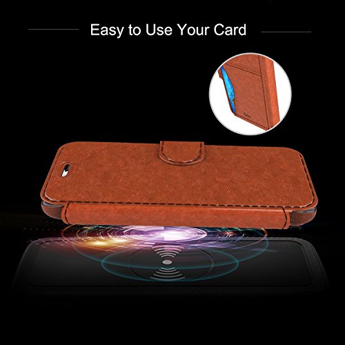 Taken Galaxy S7 Edge Cuero Funda - Cuero Carcasa con Ranuras de Tarjetas del Funda de PU para Samsung Galaxy S7 Edge Color Marr  n