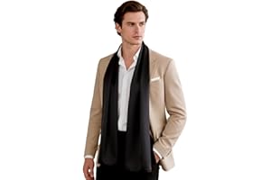 LA FERANI Herren Schal 100% Seide Chiffon Halstuch Seidenschal 180x80cm Uni Farbe für Anzug dunkel blau Tuch Seidentuch Stola Business Style Geschenk für Ihn
