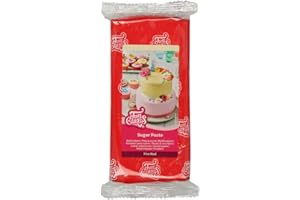 ‎FUNCAKES FunCakes Rollfondant Fire Red: Einfach zu verwenden, glatt, flexibel, weich und biegsam, perfekt zum Dekorieren von Kuchen, halal, koscher und glutenfrei, 1 kg (1er Pack)