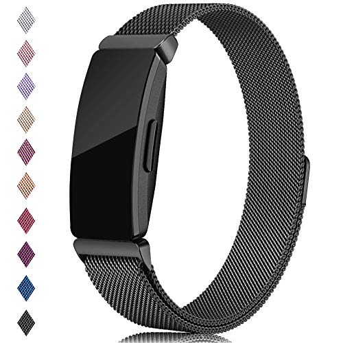 Gogoings Correa Compatible con Fitbit Inspire HR/Correa Inspire - Pulsera Mujer Hombre de Reemplazo Ajustable de Acero Inoxidable Deporte para Fitbit Inspire (Sin Reloj) (Negro, S)