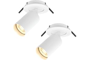BOYIR Spots de Plafond Orientable & Pivotant Plafonnier LED Spot Blanc avec Douille GU10, 2 x Éclairage de Plafond LED avec anneau frontal amovible, Spot Led Encastrable pour Cuisine, Couloir, sans ampoules