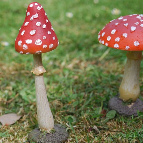 Set mit 4 Fliegenpilzen aus Kunstharz Garten Deko ca 8-12cm hoch - 2