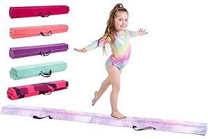 TINY TUMBLERS Poutre gymnastique pour enfants - 210/240/270/300cm - Équipement d'équilibre incroyable pour les enfants à la maison - Faux suède, mousse EVA haute densité - Cartes Flash, sangles de transport