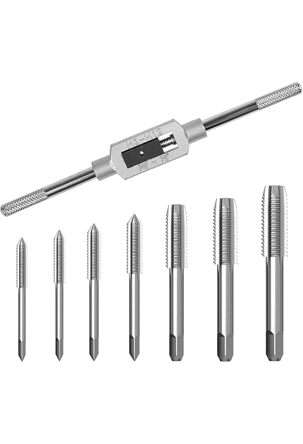 9-Piece T-Handle Tap & Wrench Set - M3 M4 M5 M6 Metric Thread Taps And Drill Bits