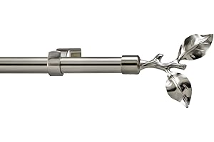 YOUR HOME ONLINE 19mm Diameter Extendable Eyelet Metal Curtain Pole Brushed Chrome Various Finials Without Rings (2m - 3m Extendable Pole, Tallinn Finial)