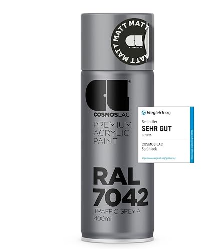 LudwigLacke RAL 7043 Verkehrsgrau Spray: 2K-Sprühlack Seidenmatt 400ml – Professioneller Lack Für Innen & Außen