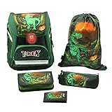 deuter logo ✅Spirit Schulranzen Set 5-tlg PRO LIGHT T-Rex - Schulranzen mit LED Steckverschluss isolierte RV-Vortasche zweigeteiltes Bücherfach - Der Spirit PRO LIGHT T-Rex hat ein Eigengewicht von ca. 1.100 Gramm. und ein Klebestift