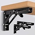 AASTIK SALES Folding Shelf Brackets Heavy Duty Metal Collapsible Shelf Bracket for Bench Table Shelf Hinge Wall Mounted Space Saving Bracket max Load 150 lb (20 cm)