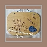 Süße Schilder gebrannt mit Häkelapplikationen Masse 21x14,8 cm