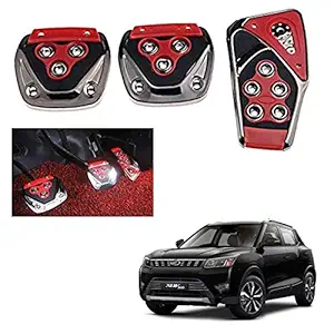 Allure Auto 3 Pcs Sports Anti-Skid Car Pedals kit Pad Covers Set (Red) (Manual Shift) for Mahindra XUV 300