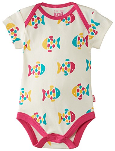 Kite Baby-Girls Fishy Animal Print Round Collar Short Sleeve Bodysuit, Pink, 6-9 Months (Manufacturer Size:6-12 Months)