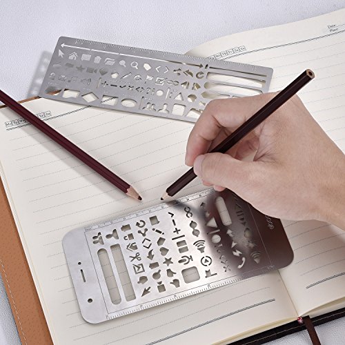 eBoot 4 Stück Edelstahl Zeichnung Malerei Schablonen Skala Vorlage Sets Grafiken Schablonen für Scrapbooking, Karten und Craft Projekte - 5