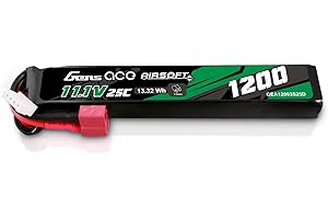 Gens ace 3S Batterie Lipo Airsoft 11,1V 1200mAh 25C 3S1P avec Connecteur T Deans, pour Répliques AEG M4 CM16 et Crosse Le