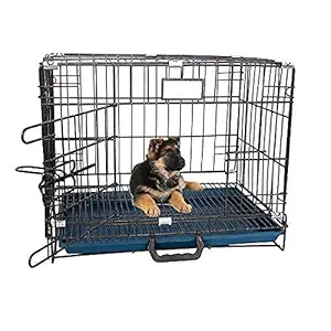 Dog Trust Powder Coated Iron Cage with Removable Tray for Dog 18 Inch Silver Black for Small Dog, Cats, Puppy, Kitten and Rabbit