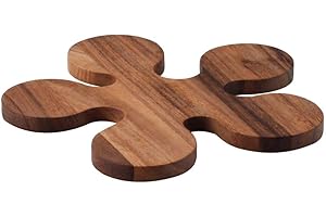 Continenta Topf- und Pfannen-Untersetzer aus Akazienholz in Klecks-Optik und Edel Qualität, Holz Topfunterlage, Größe: Ø 24 x 1,2 cm