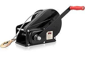 Dragon Winch Argano manuale 2600 lbs / 1200 kg con gancio e Cavo in Acciaio 10m per piccole imbarcazioni, moto, veicoli e officina | Verricello manuale con Freno a frizione autofrenante