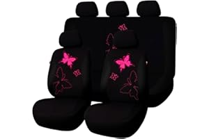 ‎FLYING BANNER Flying Banner Maschen Schmetterling Universal für Auto Sitzbezüge Seitenairbags Kompatibel (Komplettset-Spitzen Seite, Schwarz)
