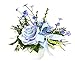 Produktbild Flair Flower 087846BLH Gesteck Rosen mit Band Natur, Polyester, Kunststoff, Keramik, Blau Hell, 16 x 23 x 23 cm