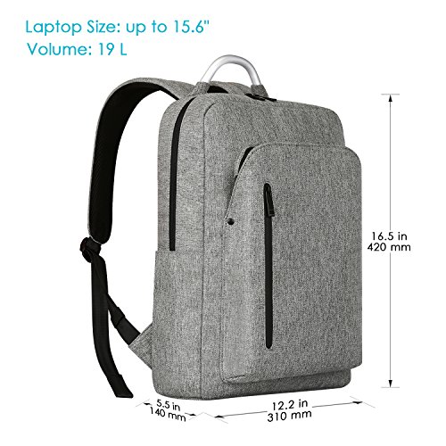 REYLEO Rucksack Business Backpack Alltagsrucksack mit Al-Griff 15 6 Zoll Laptop Tasche Herren und Damen Wasserdicht Dunkelgrau-19 Liter