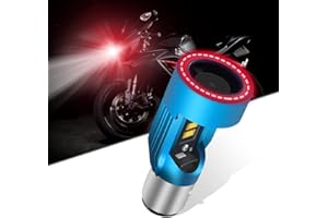KaiDengZhe BA20D H6 Bombilla LED para Faros Delanteros de Motocicleta con Rojo Angel Eye H6 Faro LED Alto/Bajo 12V 2600LM Reemplazo de la Lámpara Halógena H6 Blanco 6000K