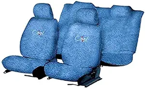 REXBURG Sweat Control Fixed Front Headrest (Blue) Towel Seat Cover for Maruti Suzuki Eeco - 5 Seater