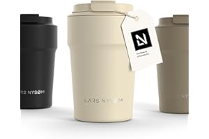 LARS NYSØM Thermo Coffee Mug-to-go 380ml | Tasse de voyage 0.38 litre avec isolation | Tasse thermique étanche en acier inoxydable pour le café et le thé (Almond Beige, 380ml)