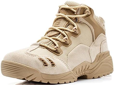 MILEEO Tactical Boots Men Military Army Tactical Outdoor Sports Camping Hiking Work Combat Breathable Low Top Desert Shoes , UK 8/Asian 42