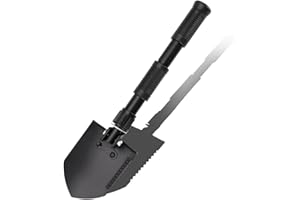 PLACHIDAY Digging Shovel 15.35" Folding Camping Shovel - Lightweight High Carbon Steel Portable Multifunctional Trowel for Outdoor Camping Backpacking Hiking Car Emergency Home Garden