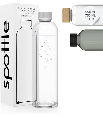 Spottle Glass Tea Bottle With Stainless Steel Infuser 500ml, 650ml, 1 Liter - 1l Glass Water Bottle For Cold Brew - Double Walled Borosilicate Glass With Protective Neoprene Sleeve - Dishwasher Safe