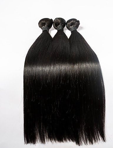 JFF/ 20inch 3pcs/lot Straight Hair Weft Malaysian Virgin Hair Extension Machine Double Weft Hair Weave , 20 20 20-natural black