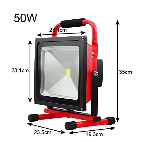 Hengda® 50W LED Warmweiß Scheinwerfer Akku Fluter IP65 Scheinwerfer 3000-3200K Wandstrahler Wasserdicht - 2