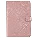 Price comparison product image iPad Mini 4 Case,iPad Mini 4 Cover,iPad Mini 4 leather Case,Surakey PU Leather Embossed Flower Cards Slot Holder Stand Magnetic Flip Folio Wallet Protective Case Cover for Apple iPad Mini 4,Rose Gold
