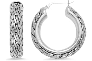 LeCalla 925 Sterling Silver Jewelry Antique Byzantine Inspired Click-Top Hoop Earrings for Women