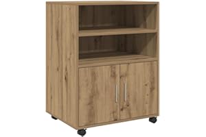 vidaXL Armario con Ruedas Madera ingeniería Roble artisian 60x48x81 cm, Armario rodante, archivador, archivador para casa, armarios rodantes